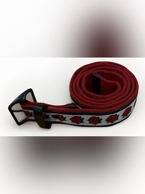 Y2K Vans Kyle Walker Web Belt - Red Roses - Jacquard - One Size - 41 inches